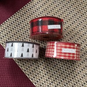 Christmas Wired Edge Ribbons Bundle 1.5” x 30” New